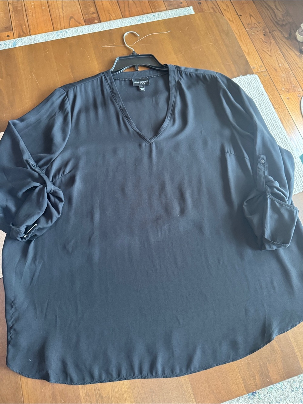Lane Bryant Flowy Black V-Neck Blouse